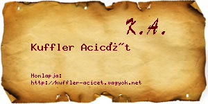 Kuffler Acicét névjegykártya